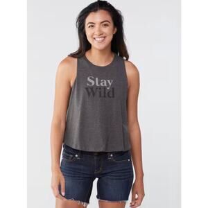 Vuori Stay Wild Racerback Tank Top Workout Shirt Small Gray Grey Cropped